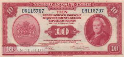 Netherlands Indies - 10  Gulden (#114a_XF)