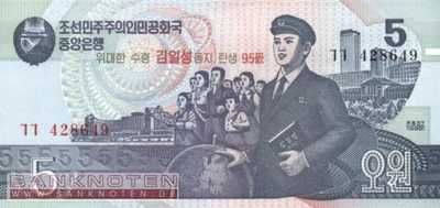 Nordkorea - 5  Won - 95 Jahre Kim Il-sung (#050_UNC)