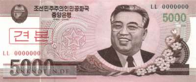 Korea North - 5.000  Won - SPECIMEN (#066a-2S_UNC)