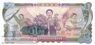 Korea North - 1  Won - 60 years Kim Jong Il (#CS08Ee-2_UNC)