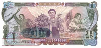 Nordkorea - 1  Won - 60 Jahre Kim Jong Il (#CS08Ee-3_UNC)