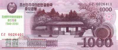 Korea North - 1.000  Won - 70 years North Korea (#CS21_UNC)