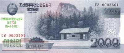 Korea North - 2.000  Won - 70 years North Korea (#CS22_UNC)