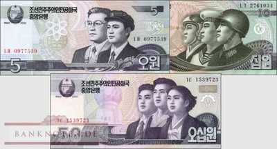 Nordkorea: 5 - 50 Won (3 Banknoten)