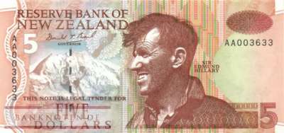 New Zealand - 5  Dollars (#177a_UNC)