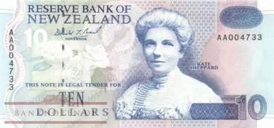 New Zealand - 10  Dollars (#178a_UNC)