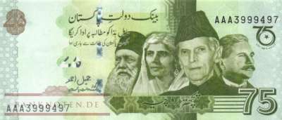 Pakistan - 75  Rupees - 75 Jahre Unabhängigkeit (#056-1_UNC)