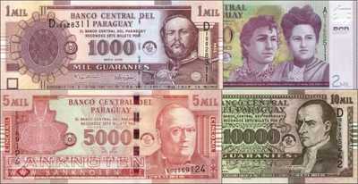 Paraguay: 1.000 - 10.000 Guaranies (4 banknotes)