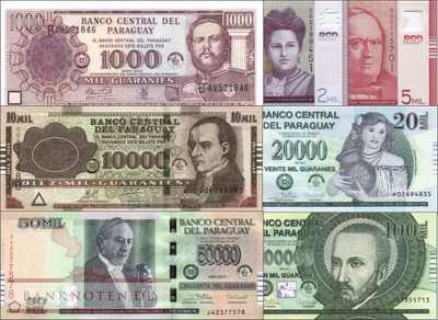 Paraguay: 1.000 - 100.000 Guaranies (7 Banknoten)