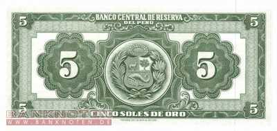 Peru - 5  Soles de Oro (#083a-63_UNC)