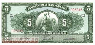 Peru - 5  Soles de Oro (#083a-63_UNC)