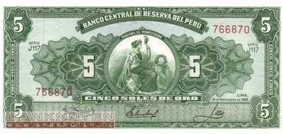 Peru - 5  Soles de Oro (#083a-66_UNC)