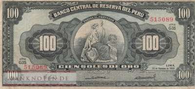 Peru - 100  Soles de Oro (#086a-68_F)