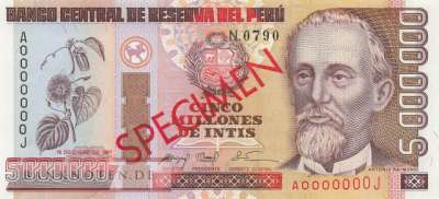 Peru - 5 Millionen Intis - SPECIMEN (#150S_UNC)