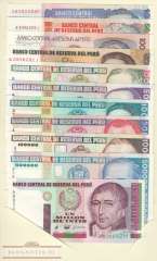 Peru: 10 - 1 Million Intis (11 Banknoten)
