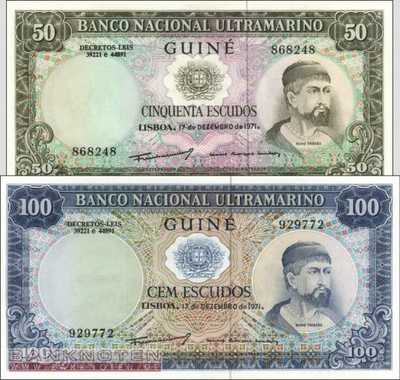 Portugiesisch Guinea: 50 + 100 Escudos (2 Banknoten)