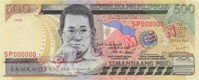 Philippinen - 500  Piso - SPECIMEN (#185cS_UNC)