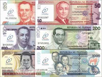 Philippinen: 20 - 1.000 Piso (6 Banknoten)