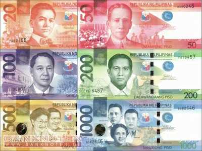 Philippinen: 20 -1.000 Piso (6 Banknoten)