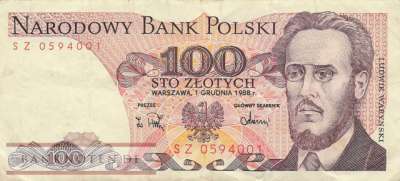 Polen - 100  Zlotych (#143e-88_VF)