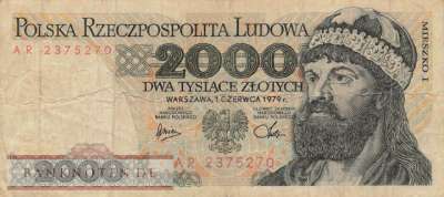 Poland - 2.000  Zlotych (#147b_F)