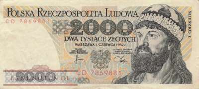 Poland - 2.000  Zlotych (#147c_VF)