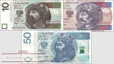 Poland: 10 - 50 Zlotych (3 banknotes)