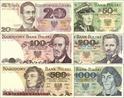 Poland: 20 - 1.000 Zlotych (6 banknotes)