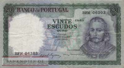 Portugal - 20  Escudos (#163a-6_VF)