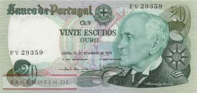 Portugal - 20  Escudos (#176a-6_XF)