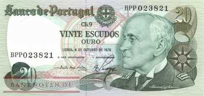 Portugal - 20  Escudos (#176b-1_UNC)