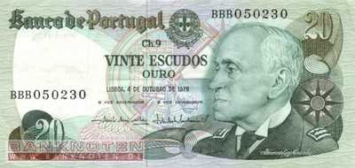 Portugal - 20  Escudos (#176b-U1_VF)