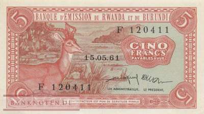 Ruanda-Burundi - 5  Francs (#001a_XF)