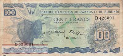 Ruanda-Burundi - 100  Francs (#005a_VG)