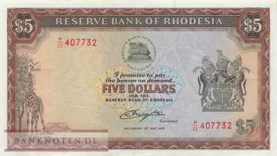 Rhodesien - 5  Dollars (#040_VF)