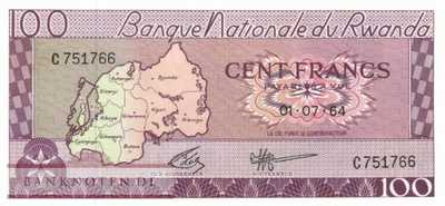 Ruanda - 100  Francs (#008a-64_UNC)