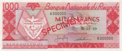 Ruanda - 1.000  Francs - SPECIMEN (#010s1-69_UNC)