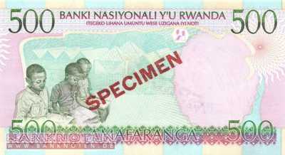 Rwanda - 500  Francs - SPECIMEN (#026S_UNC)