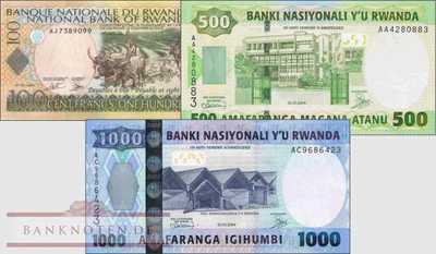 Ruanda: 100 Francs - 1.000 Francs (3 Banknoten)