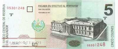 El Salvador - 5  Colones (#147a_UNC)