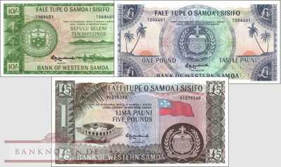 Samoa: 10 Shillings bis 5 Pounds offizielle Nachdrucke der Bank of Samoa (3 Banknoten)