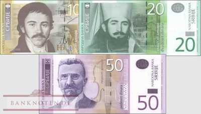 Serbien: 10 - 50 Dinara (3 Banknoten)
