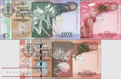 Seychelles: 50 - 500 Rupien (3 banknotes)