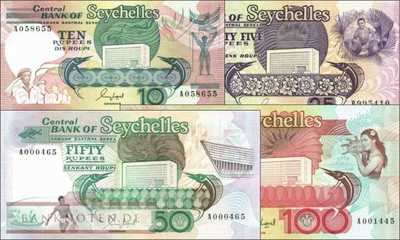 Seychelles: 10 - 100 Rupees (4 banknotes)