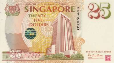 Singapur - 25  Dollars - im Folder (#033F_UNC)