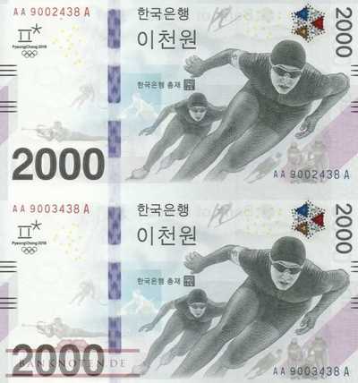 Korea, South - 2x 2.000  Won - olympic games with folder (#058F2_UNC)