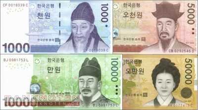 Südkorea: 1.000 - 50.000 Won (4 Banknoten)