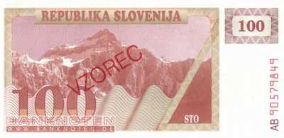 Slovenia - 100  Tolarjew - SPECIMEN (#006s1_UNC)