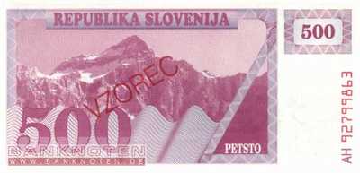 Slovenia - 500  Tolarjew - SPECIMEN (#008s1_UNC)