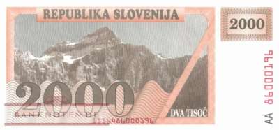 Slovenia - 2.000  Tolarjew - not issued (#009A_UNC)